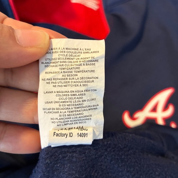 MLB Atlanta Braves Pullover Jacket Half Zip Long Sleeve Red Blue Mens L‎ - Picture 5 of 6